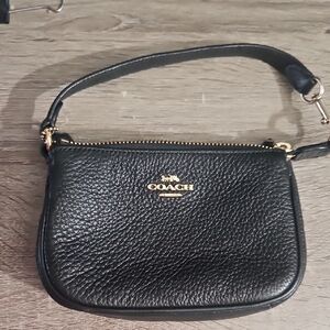 Coach Black Pebbled Leather Wristlet